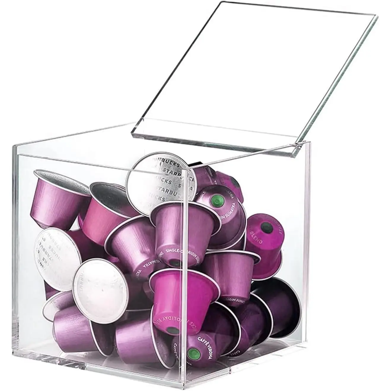 5 x 5 inch Clear  Coffee Pod Holder with Lid | Coffee Storage Box for  Vertuoline Capsule K Cup Kcup Holder Coffee Pod  Bag Candy Storage Organizer Container