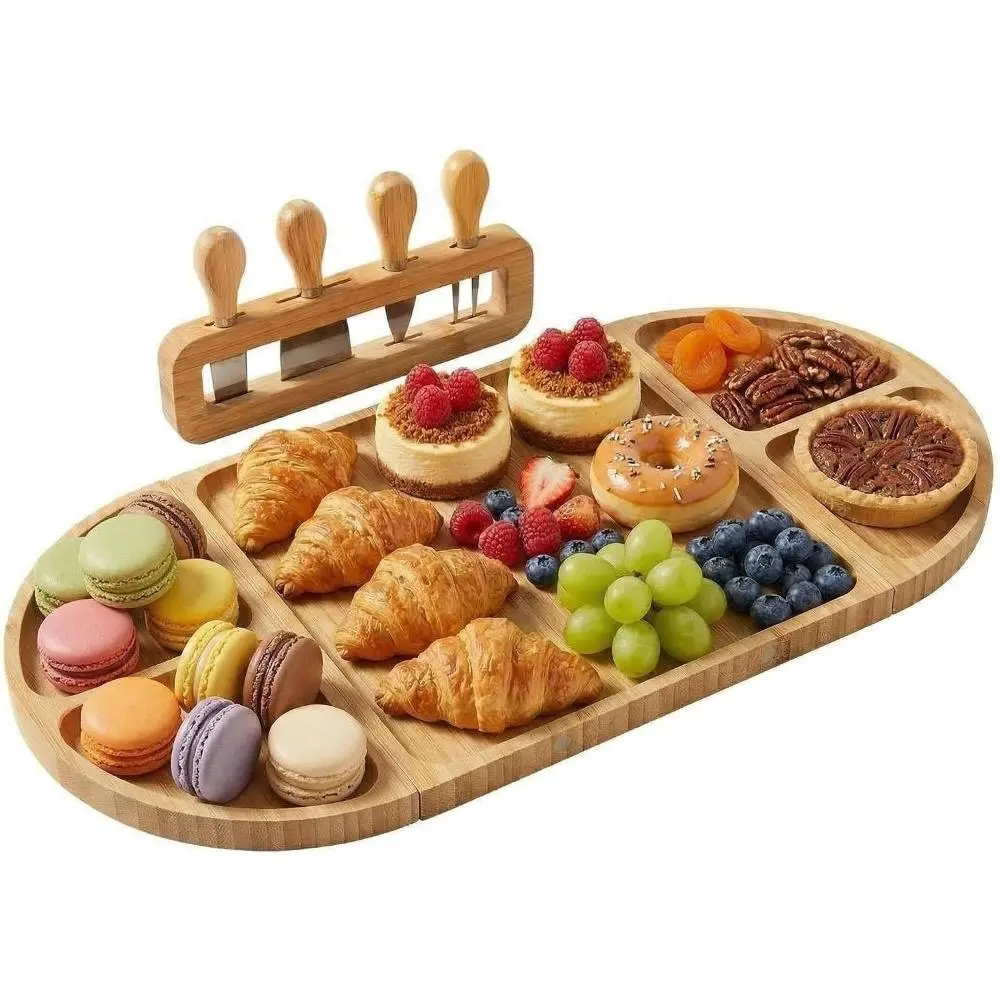 Gaomon Charcuterie Board and Serving Set, Bamboo Cheese Board with Knife Set, Cheese Tray for Serving Crackers and Snacks, Wedding Gift, Housewarming Gift for New Home