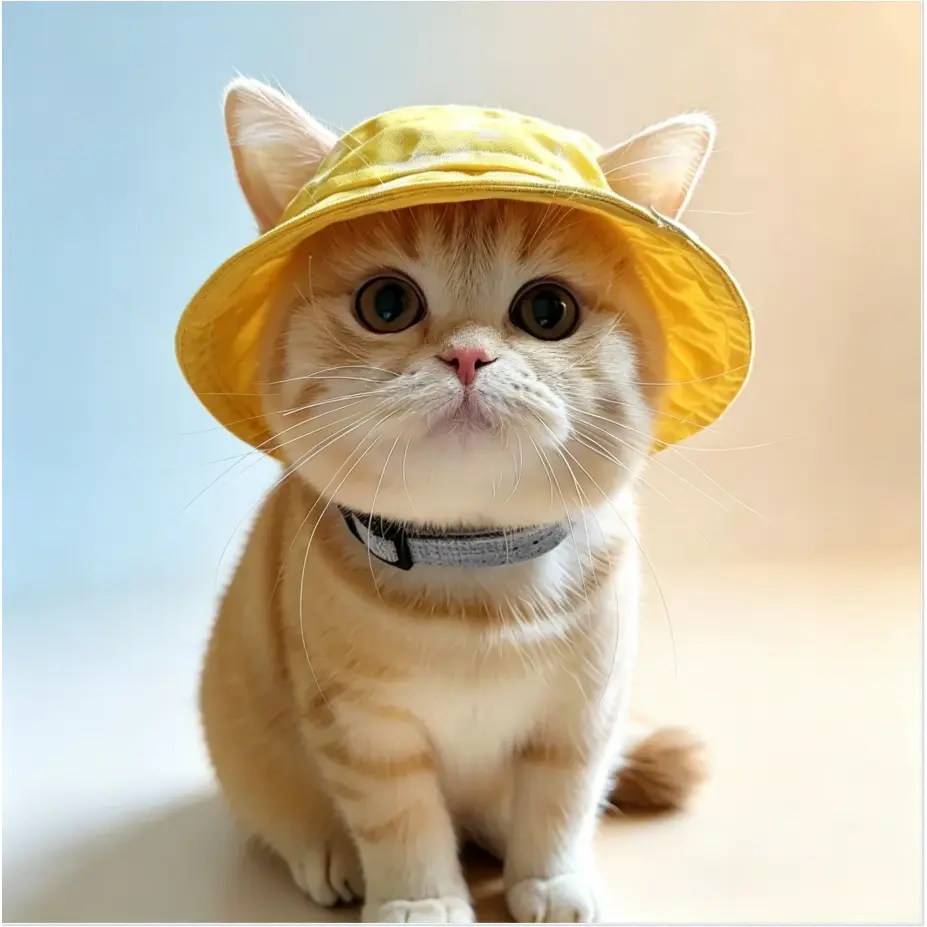 Pet Bucket Hat with Ear Holes, Adjustable Anti-Slip Pet Sun Hat for Small Dogs Cats, Soft Breathable Puppy Kitten Outdoor Hat