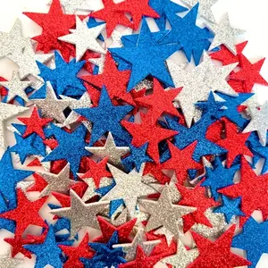150 Self-Adhesive Foam Star Stickers, Patriotic Independence Day Decorations, Blue Silver Color Stars, July 4th Celebration