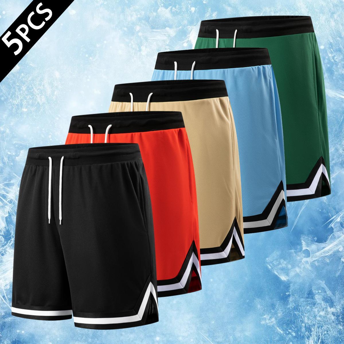 5PCS Men's Basketball Shorts 2026 Summer, Quick Dry Mesh Athletic Gym Shorts with Elastic Waist Drawstring, Breathable Lightweight Workout Running Shorts for Fitness, Hiking, Beach, Outdoor Activities, Men's Fashion Activewear Multi-Pack