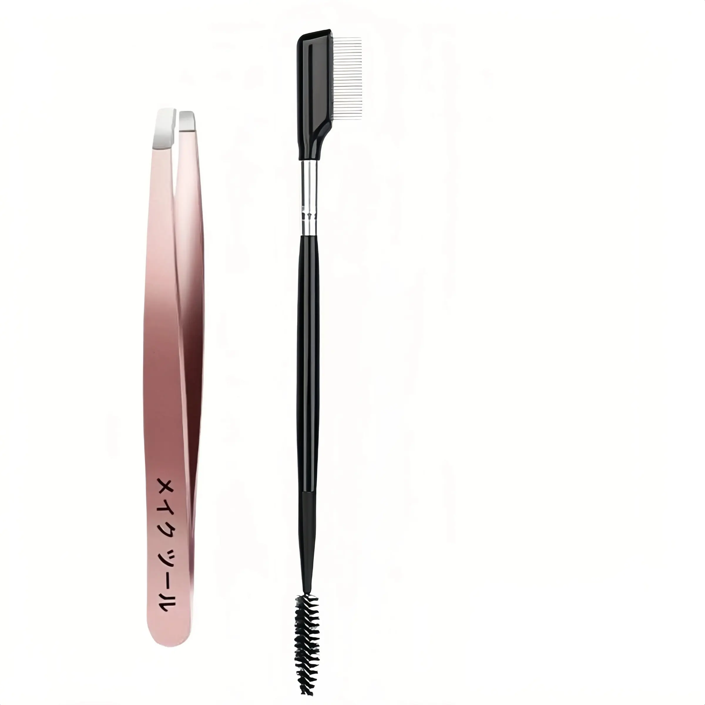 2pcs the Big Reveal Touch Up Tools for Lashes and Brows, Set of Tweezers and Dual Ended Lash/brow Comb, Essential Makeup Accessories