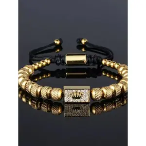 Crown Pendant Bracelet for Men, Stainless Steel Gold Plated Chunky Link, King Crown Charm Wrist Jewelry, Packaged in Velvet Box, Waterproof Daily Wear