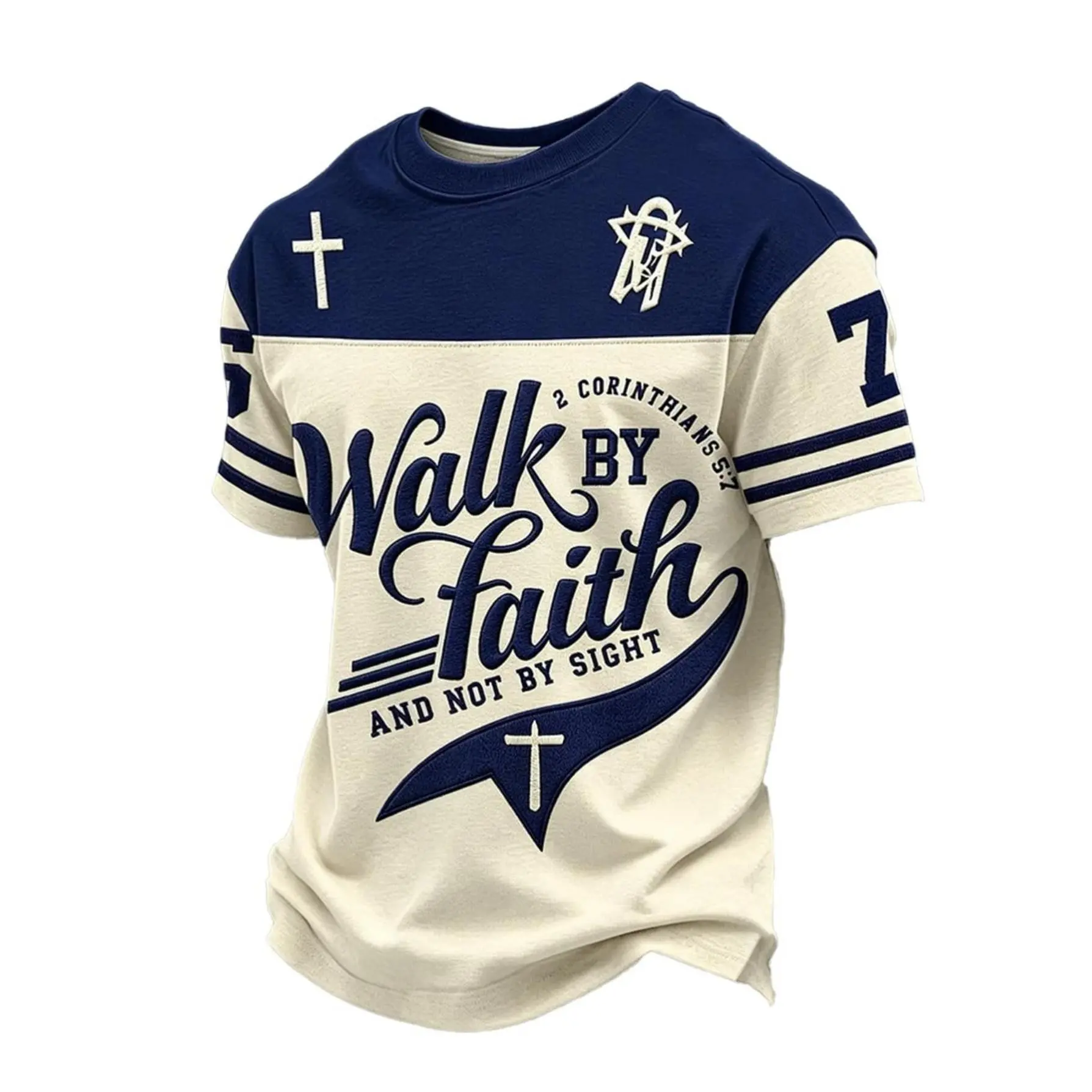 Men's Short-Sleeve Christian T-Shirt with Jesus Cross Design