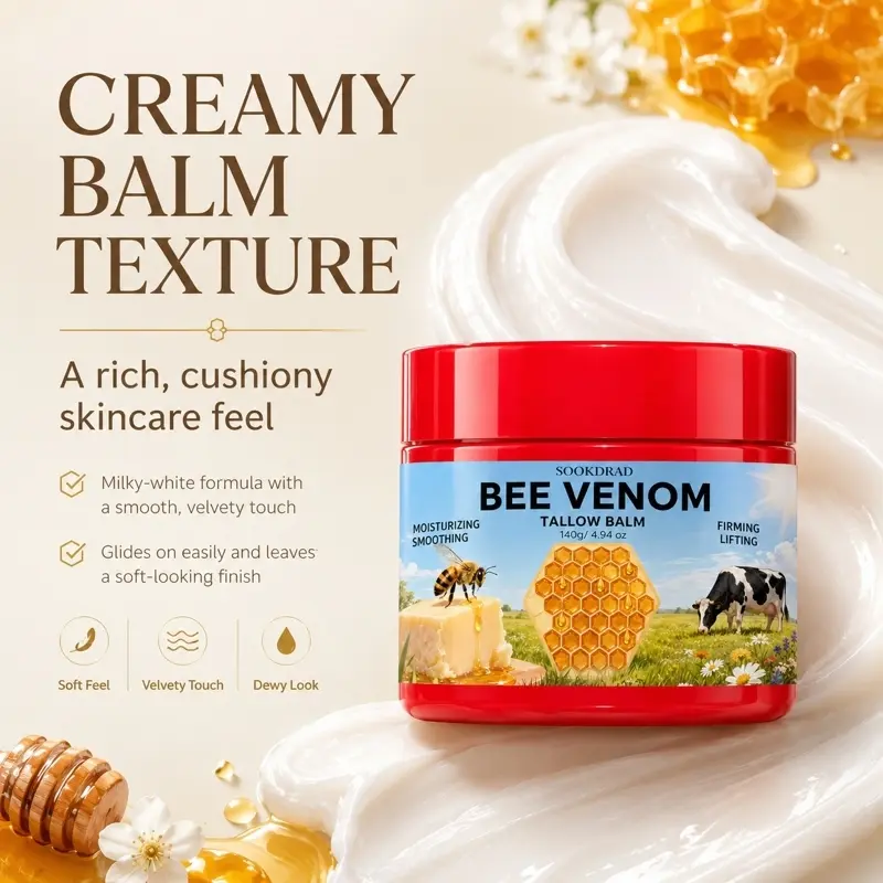 Bee Venom Tallow Balm, Moisturizing, Smoothing, Firming, Lifting, Body Care Balm, 140g