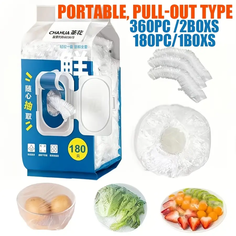 180Pcs/360Pcs Thickened Stretchable Food Grade Plastic Food Cover Sleeves, Transparent Tight Sealing Food Wraps Fit for Bowls Plates