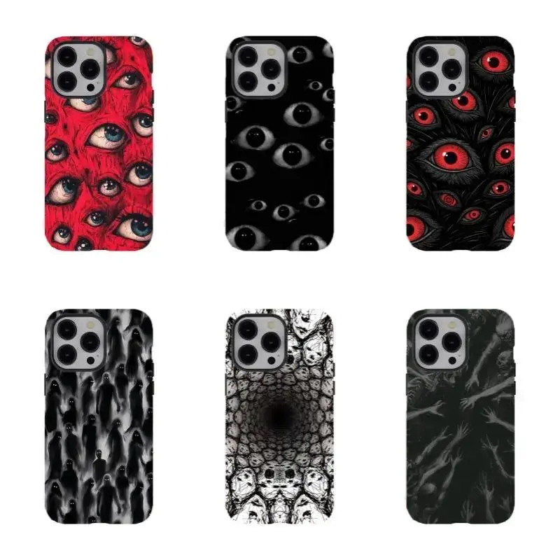 Gothic Horror Eyes Case | Creepy Eyeballs Pattern | Dark Psychological Thriller Statement Cover | Suitable for iPhone 17-11 Pro Max/Plus and  Samsung Galaxy S23-25