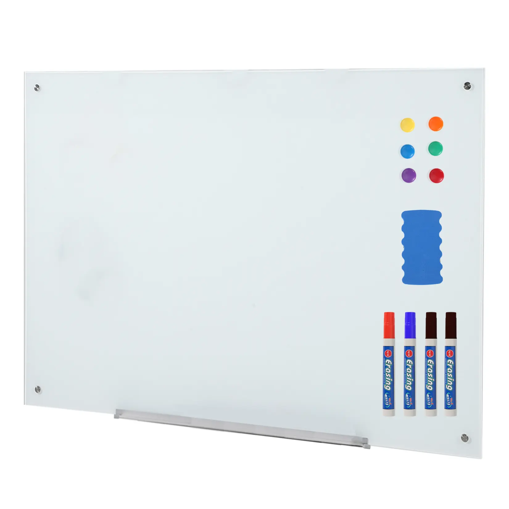 Frameless Magnetic Glass Whiteboard – Tempered Glass, Easy Clean, Modern Design, Clear Writing