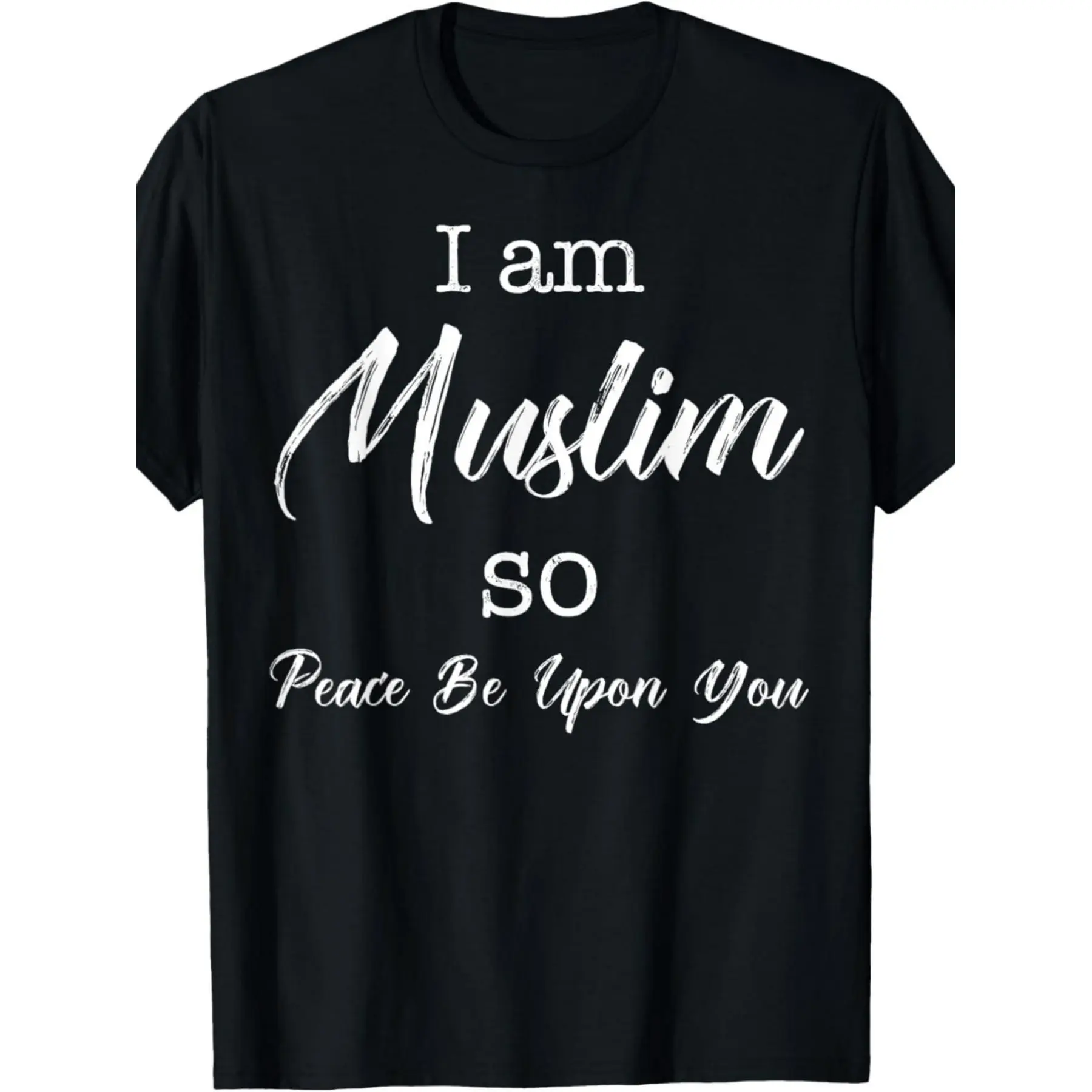Designed for Teenagers Islamic T Shirt 'I Am Muslim' Holiday Shoppers Streetwear Fashion Cartoon Print Breathable Material Round Neck Top, For Teenager Streetwear Menswear Basic Print Soft