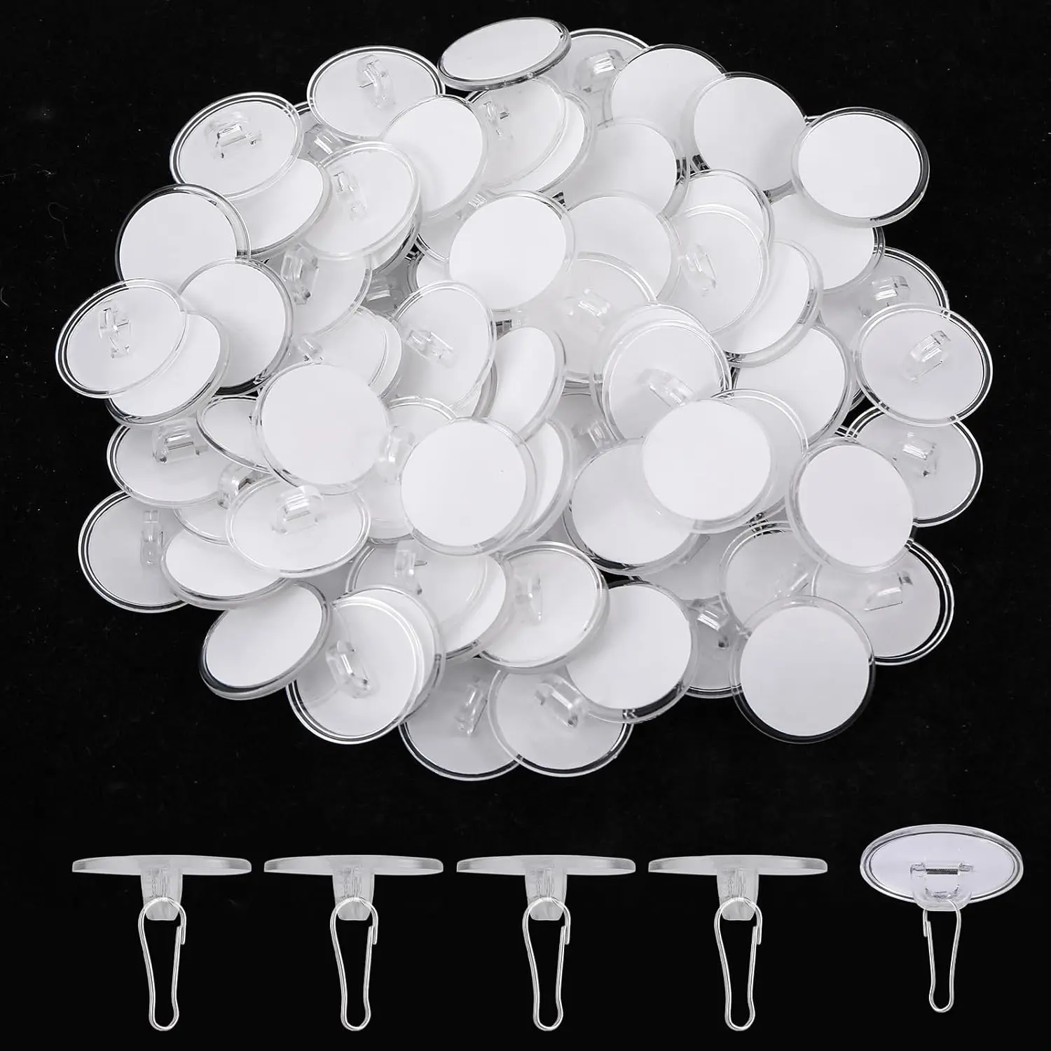50 count Self-Adhesive Ceiling Hooks No-Drill Ceiling Discs Clear Round Suction Cup Removable Wall Hanger Sticky Hooks  Ceiling Hooks for Festival Wedding Christams Ceiling Decorations