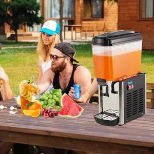Commercial Beverage Dispenser 4.8Gal/18L, 200W Iced Beverage Machine,Stainless Steel Cold Drink Machine with Thermostat Control, Food-Grade PC Tank & Stirring Rod, For Juice, Iced Coffee, Cocktails