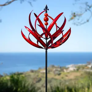 360° Rotating Metal Wind Sculpture Spinner 90cm, Weatherproof Garden Windmill with Stake, Unique Outdoor Lawn Patio Decorative Ornament