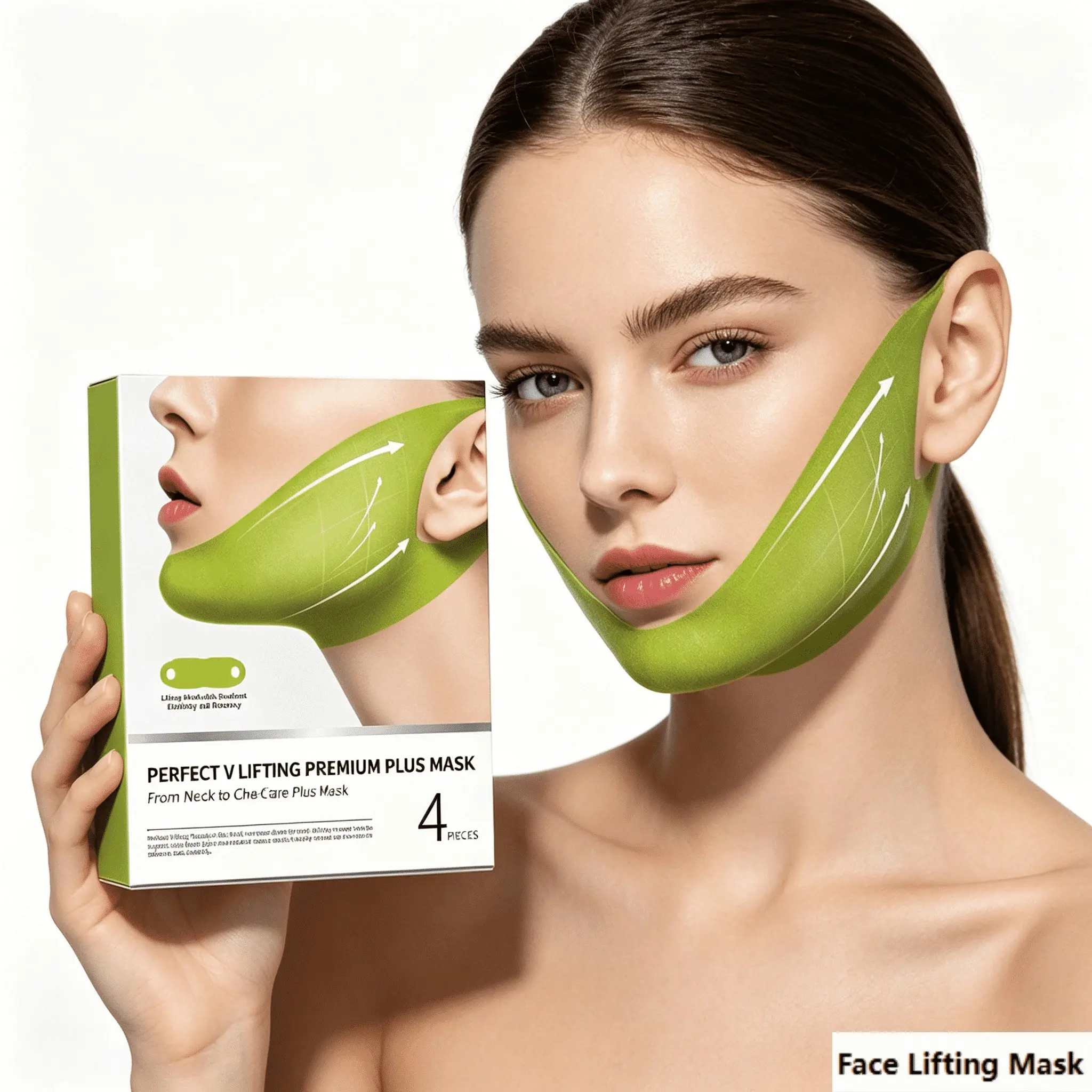 Cactus Collagen Mask, Ear-Hook Shape-Firming Face Mask, V Line Lifting Mask, Lifts Jawline, Reduces Double Chin, Nylon Fabric & Water Gel Material