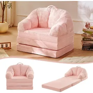 Wanan 3-in-1 Convertible Plush Boneless Sofa Bed - Sturdy Nylon Cloth Durable Folding Couch with Handle, Floor Lounger & Sleeper Chair for Adults, Pink Living Room Furniture