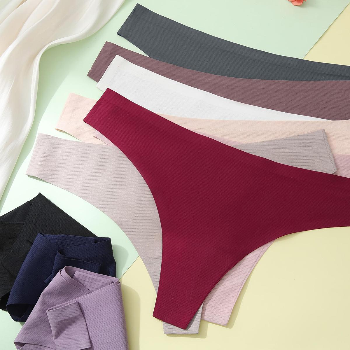 LEVAO Seamless Thong Underwear For Women No Show String Thong Panties Soft Low Waist T-Back 6/12 Pack