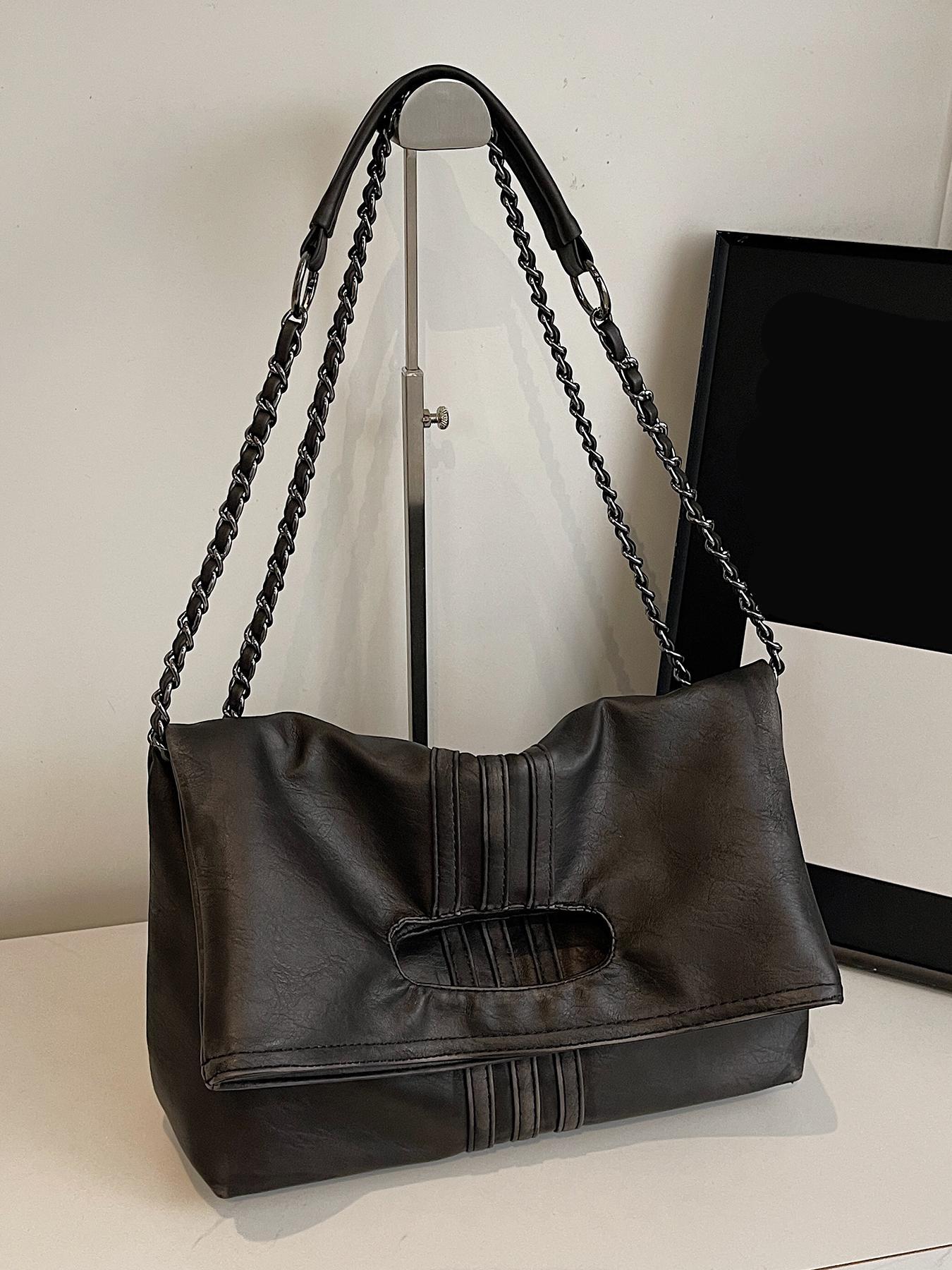 Women's Denim Shoulder Bag, Large Capacity Chic Chain Strap Crossbody Bag for Daily Use, Casual Trendy Versatile Daily Commuting Bag