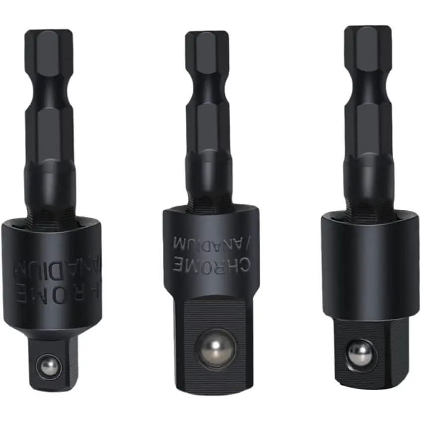3 count 1/4" 3/8" 1/2" Bits 360°Rotatable  Grade Socket Adapter Extension Set Turns Power Drill Into High Speed Nut Driver For Cordless Drills Ratchet Extension
