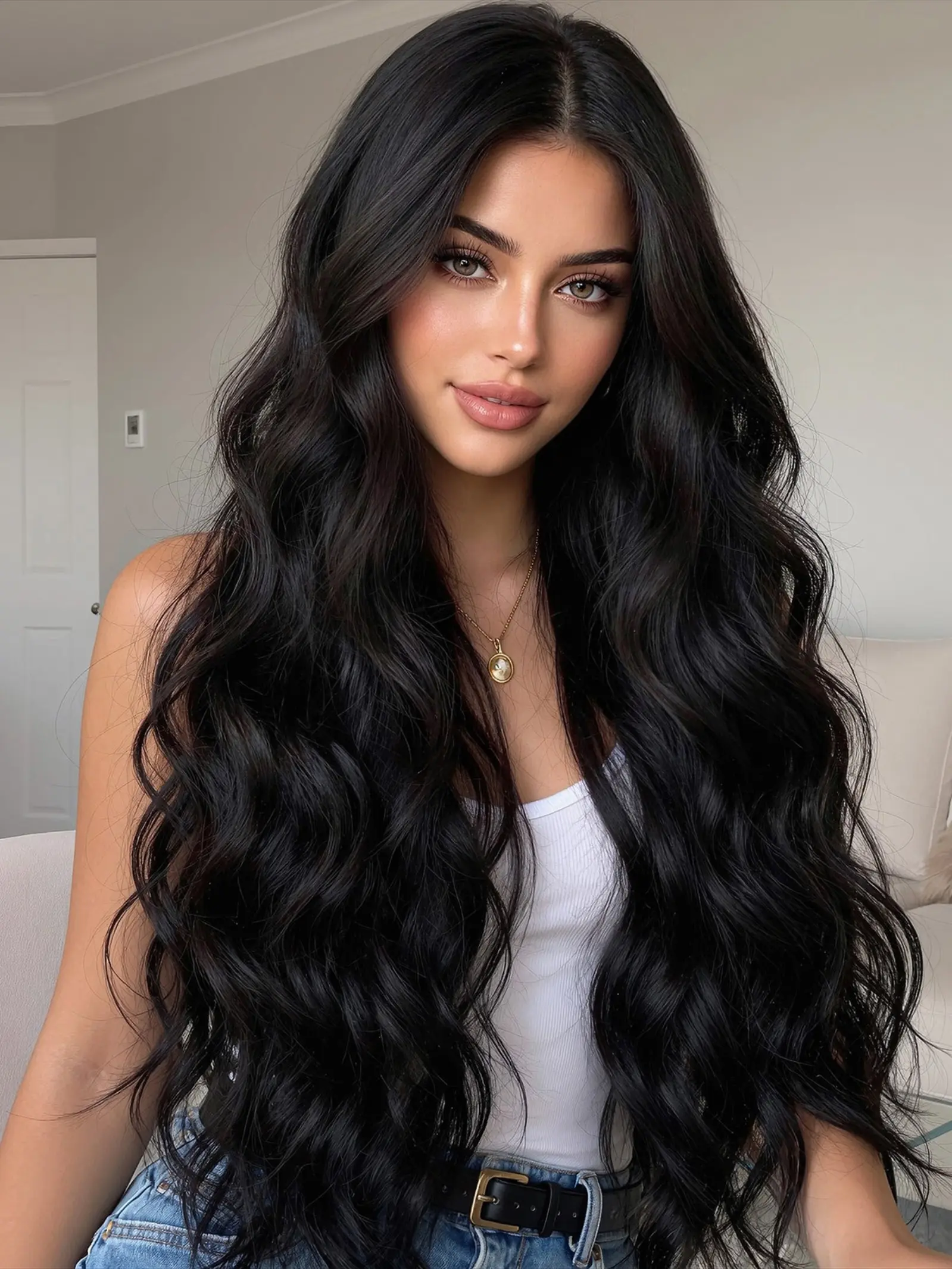 32 Inch Long Curly Middle Part Natural Daily Wig, Heat Resistant High Temperature Synthetic Fiber, Synthetic Wavy Curly, Suitable for Women, Synthetic Fiber Wigs, Synthetic Hair Wig