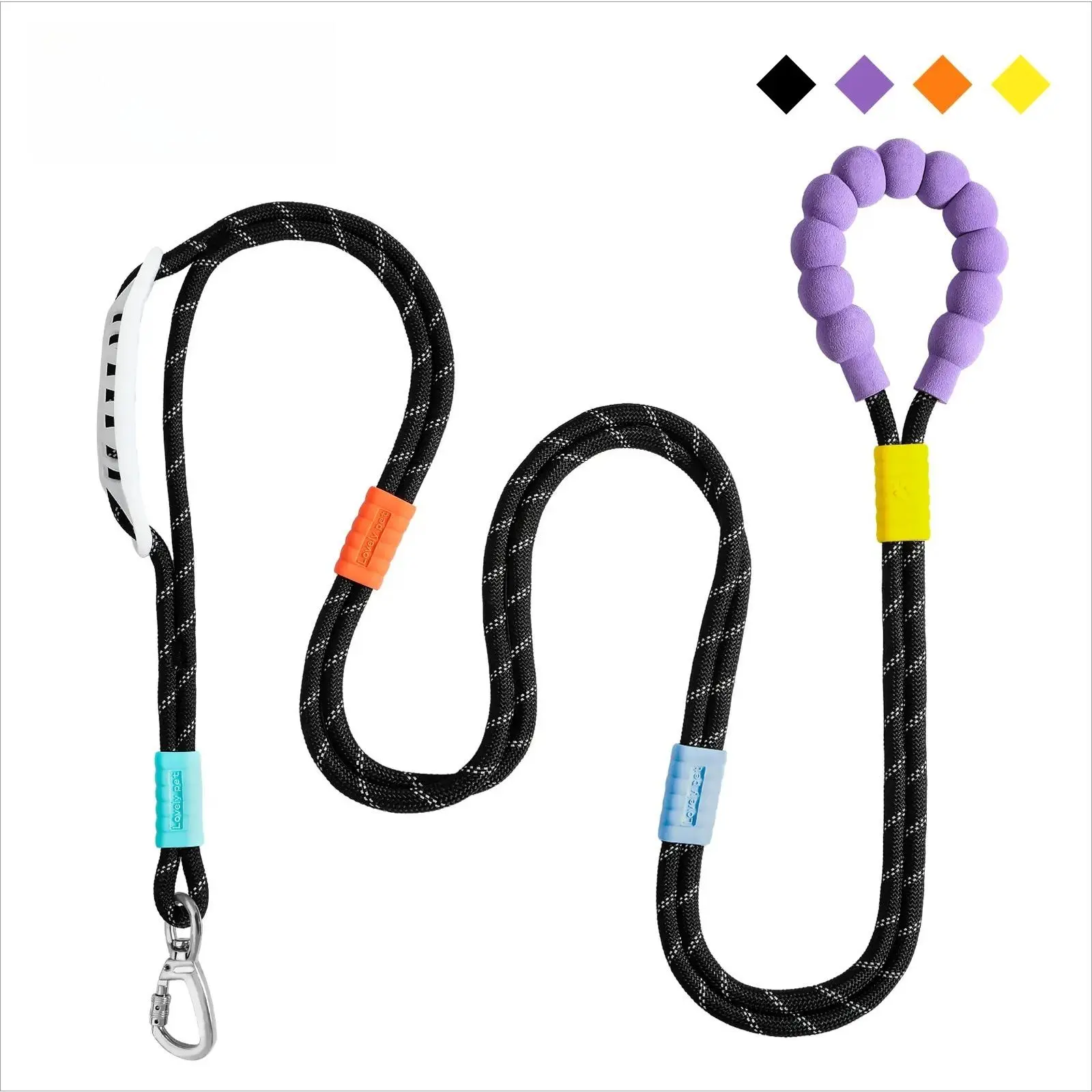 Adjustable Hands Free Dog Lead - Nylon Rope with Crossbody Wear & Hands Free Design, Universal Fit for Collars & Harnesses, Explosion-Proof Handle, Locking Mechanism Metal Clip, NBR Foam Comfortable Grip, Detachable for Daily Walks, Secure Hold