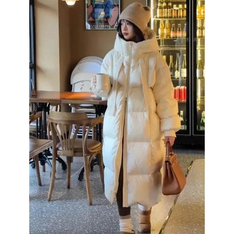 Women's Long over Knee Thiened down Cotton Jaet Bread Sle Loose Fit Winter New Sle Korean Version Coat Outerwear（gift）