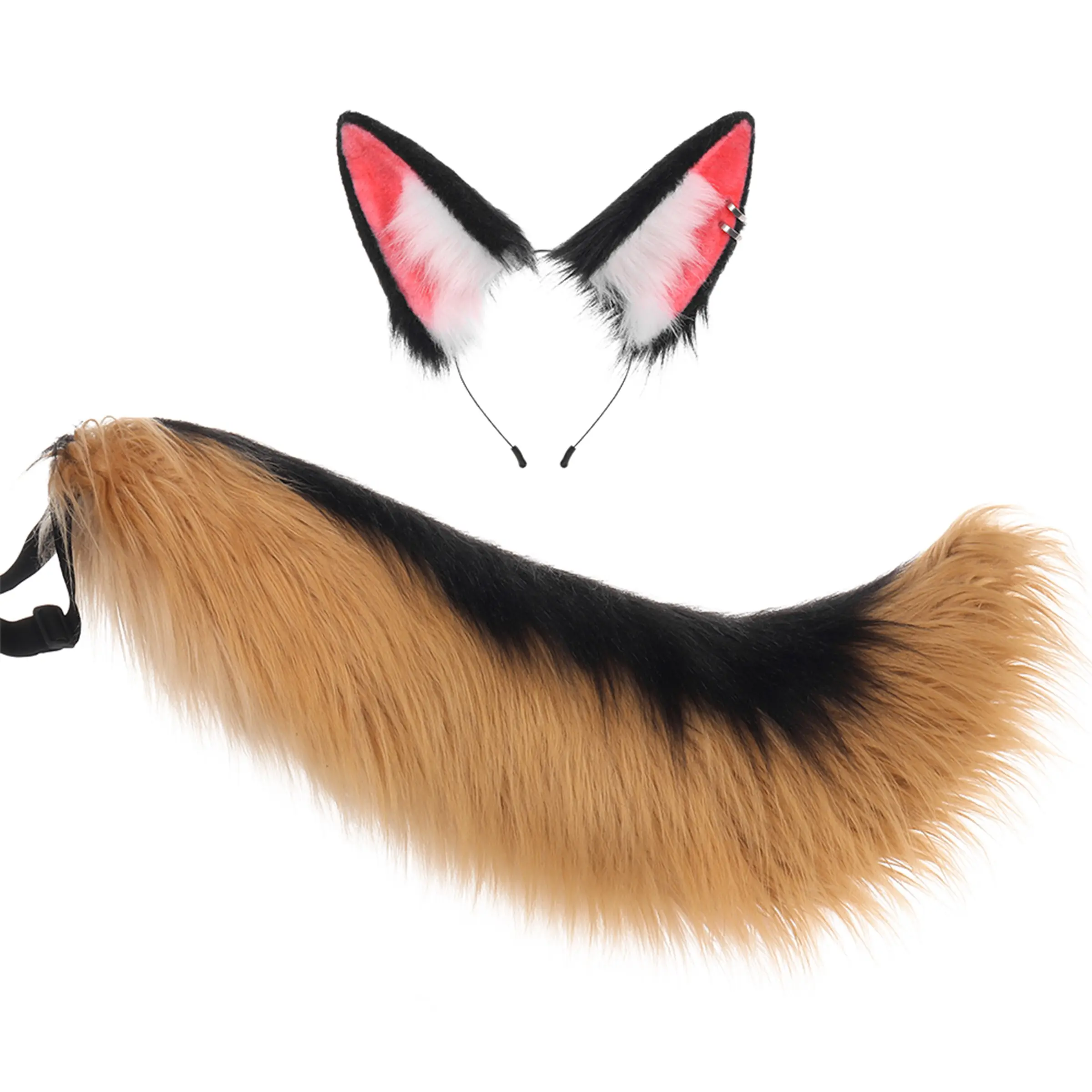 Halloween DIY Large Wolf Dog Costume Set, Cosplay Real Fight Fox, Wild Plush Animal Ears Tail Set, Comic Convention Headwear Accessory