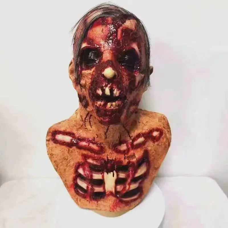 Horror Bloody Zombie Head Mask Realistic Devil Halloween Masquerade Haunted House Cosplay Props Creepy Party Costumes