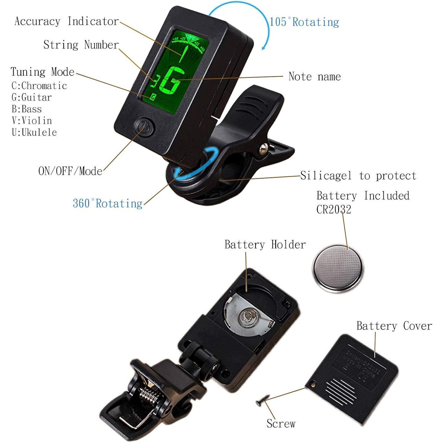 Electric Guitar Strings 3 Full Sets and Tuner, 3 in 1 Restringing Tool, Picks