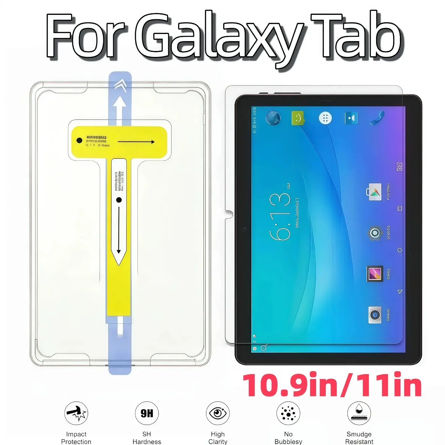 Samsung Galaxy Tab 10.9/11 Inch S7/s8/s9/s9 Fe/s10 Fe/s10 Lite/s11 Screen Protector, HD Clear, Scratch-Resistant, Easy Install, Bubble-Free, Protective Glass