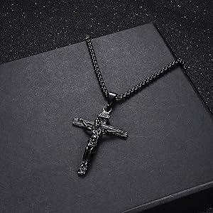 Fansilver Cross Necklace for Men Women Stainless Steel Jesus Crucifix Cross Pendant Venetian Chain 61 CM Jewellery Gift Fansilver Cross Necklace for Men Women Stainless Steel Jesus Crucifix Cross Pendant Venetian Chain 61 CM Jewellery Gift