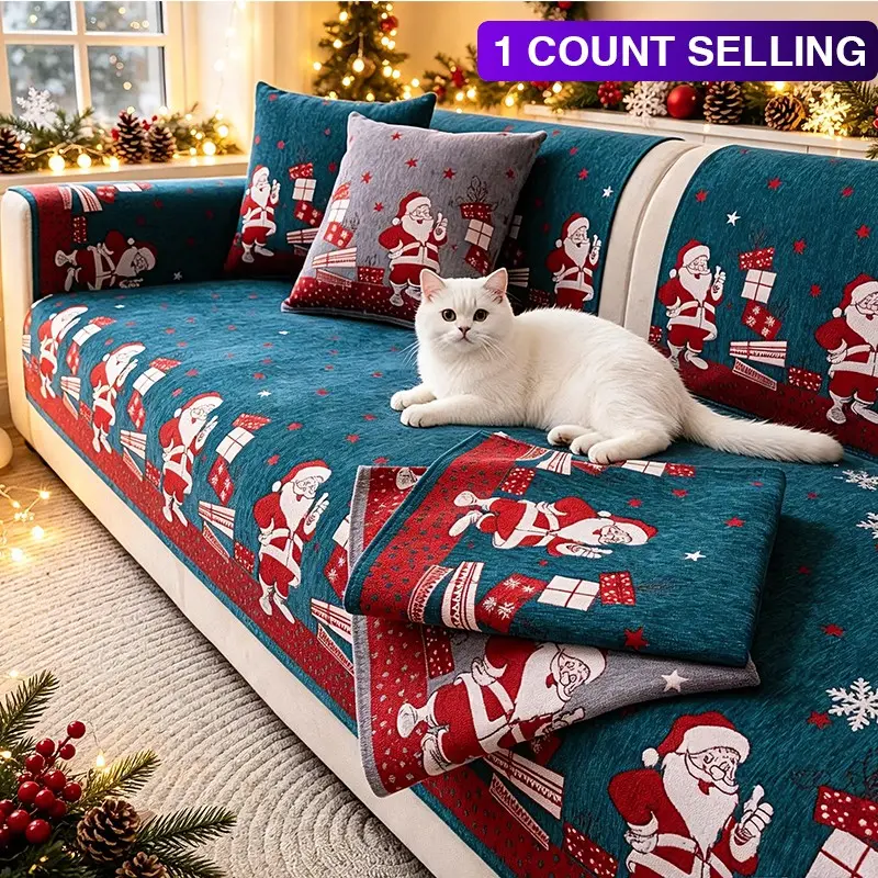1pc Christmas Pattern Chenille Sofa Cushion, All-Season Modern Design, Pet-Friendly, Living Room Bedroom Decor