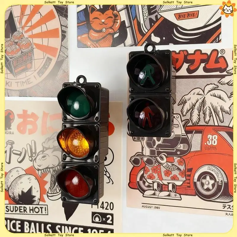 Luminous Traffic Light Fridge Magnets Creative Simulation Miniature Toys Magnetic Creative Home Decoration Resin Batteries Style