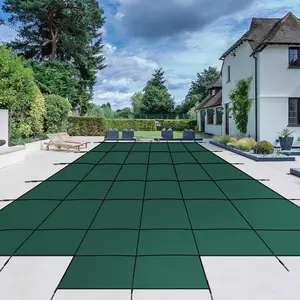 Ultra Dense Mesh Inground Pool Safety Cover for 18x34 FT Rectangle Pools with 4x8 FT Center End Step – Heavy Duty Green Winter Spa Cover – Protects Against Leaves, Debris & Evaporation – Includes Installation Tools – USA Specification