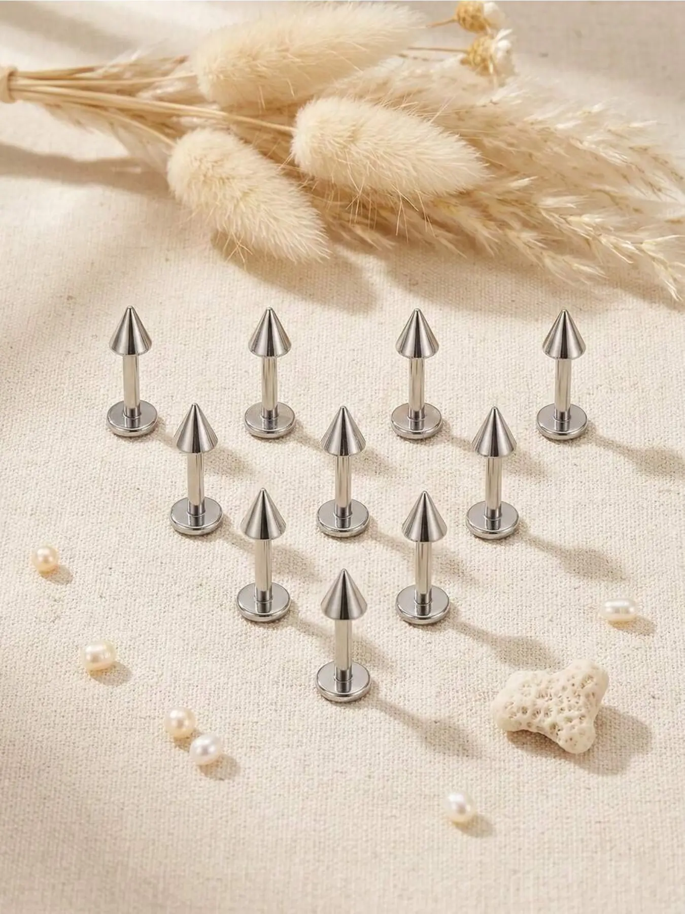 10pcs 16g Labret Stud Lip Rings Titanium Alloy Lip Piercing Jewelry,Helix Earring Tragus Cartilage Studs,Snakebite Monroe Triple Forward Helix Conch Medusa Lobe Spike Pick
