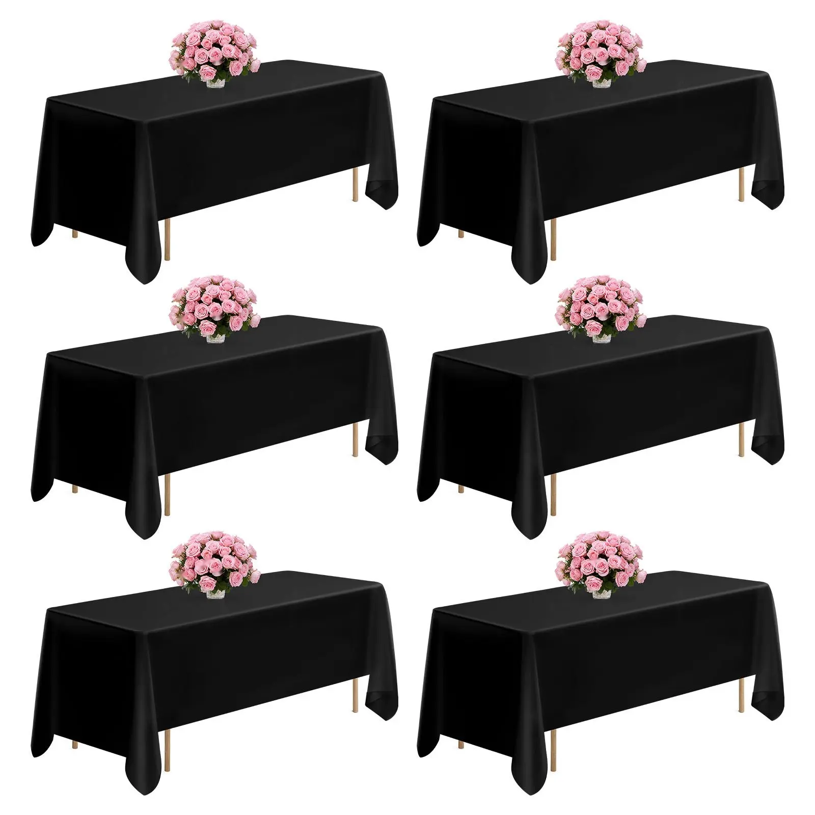 Rectangle Tablecloths For Dining Tables, 6 Pack, 70 X 120 Inches, Reusable And Machine Washable Polyester Table Covers, Wrinkle-Resistant Fabric, Durable Table Linens For Wedding Party Banquet