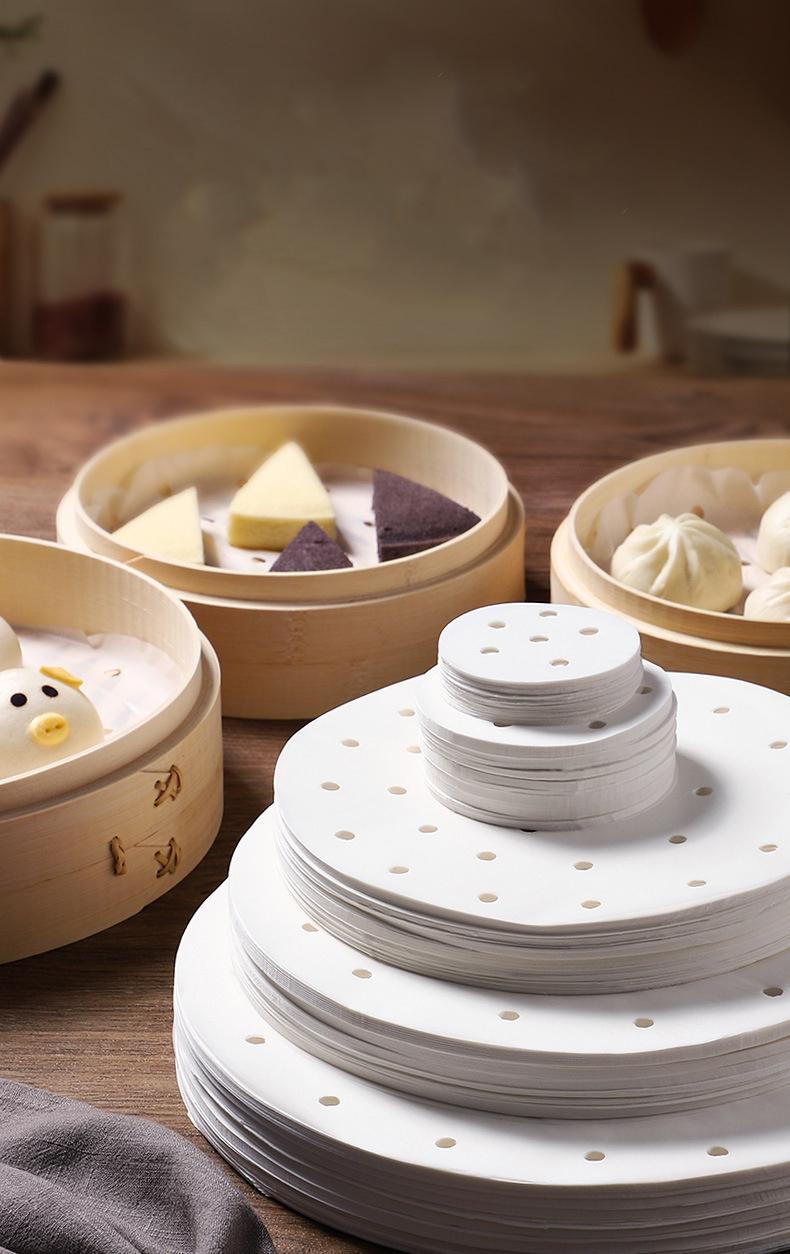 Air Fryer Parchment Paper Liners - 24 cm (9.45 inches) - Disposable, Oil- and Water-Resistant - Suitable for Baking Cookies, Grilling, and Steaming - Packs of 50