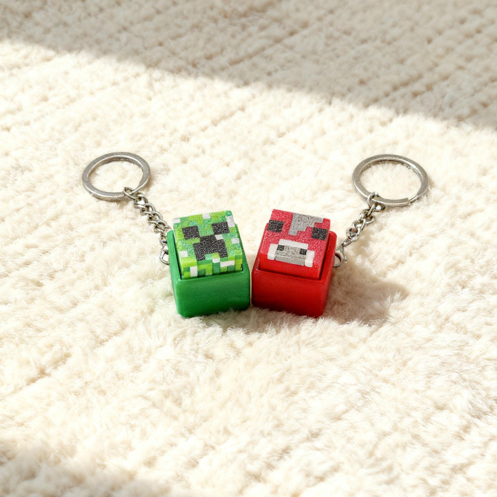3D printed toy Minecraft stress-relief press-key mechanical keyboard feel clicker stress-relief keychain pendant