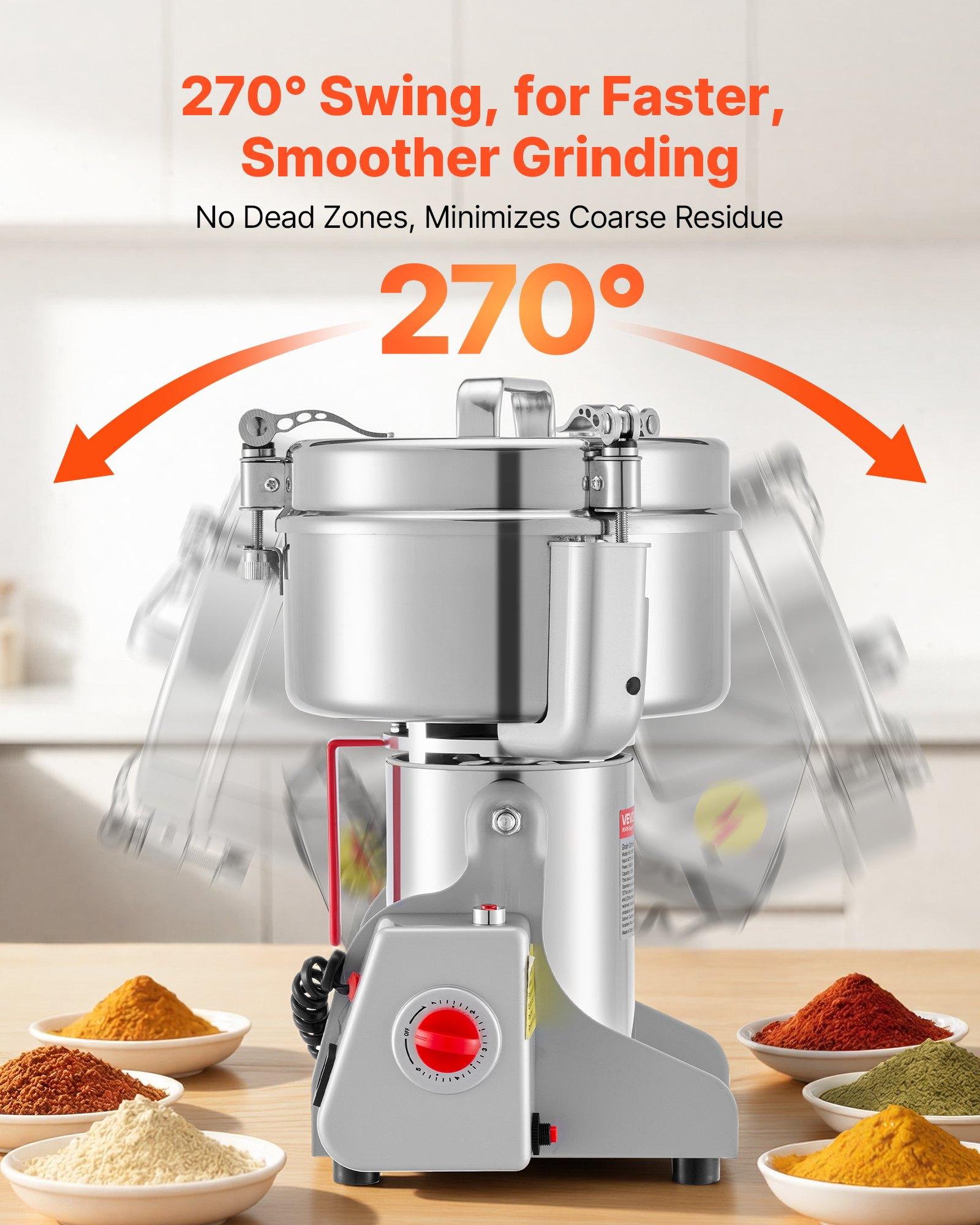 VEVOR 2500g Electric Grain Mill Grinder, 3400W 32000RPM High Speed ...