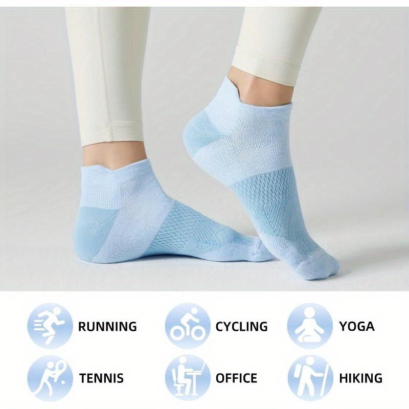 [5 Pairs Athletic Socks] 5 Pairs Women's Ankle Athletic Socks |     Cushioned, Breathable Polyester, Low Cut Tab |     All-Season Sports Socks for Running and Activities