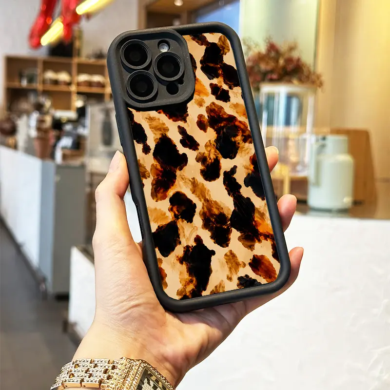 Tortoise Shell Animal Print Phone Case, Luxe Brown Amber Fashion Pattern Style for iPhone 17 16 15 14 13 12 11 X Plus Pro Max, Shockproof Gift for Women and Fashion Lovers