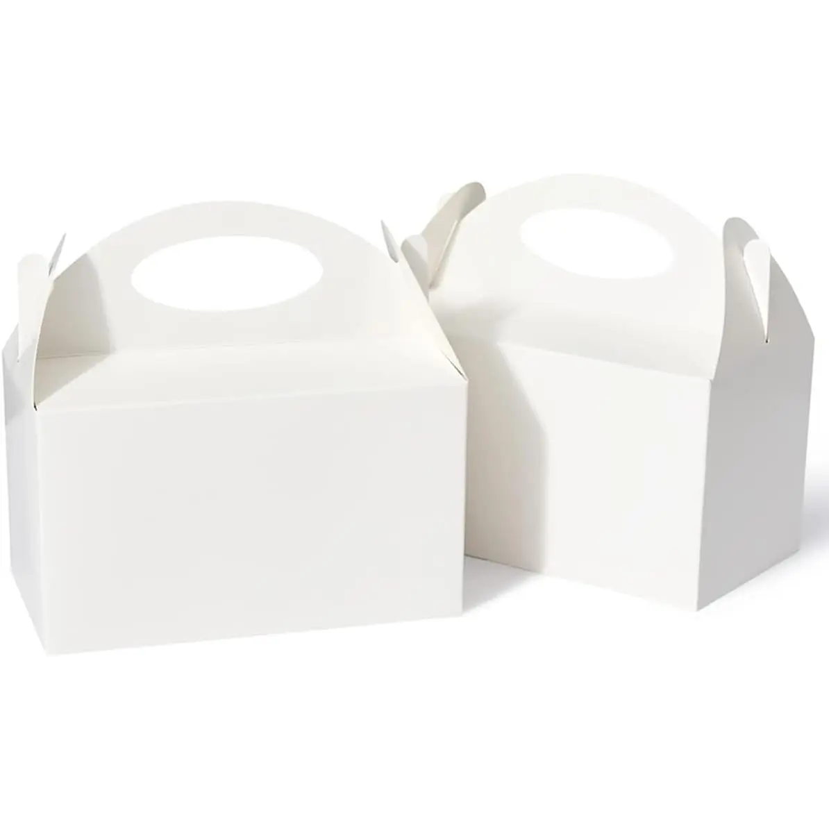 50 Pack Small Gable Boxes with Handles for Party Favors - Pop-Up Design, 6 Inch Sturdy Cardboard for Candies, Cookies & Gifts, DIY-Friendly Kids' Birthday FavorsGift