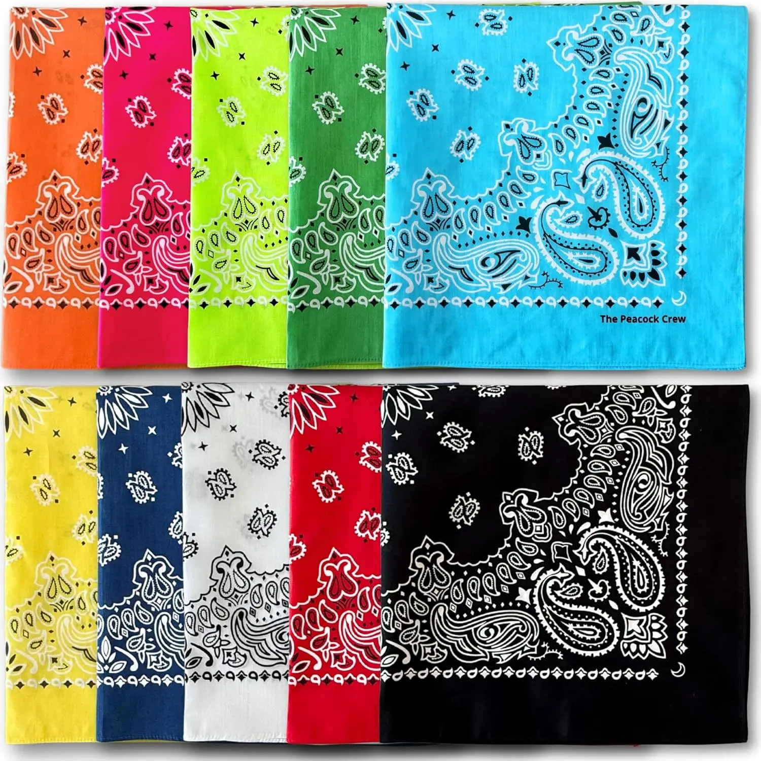 10-Pack Premium Soft Cotton Pet Bandanas - 22x22 in Wrinkle-Resistant Paisley Dog Accessories for Birthday, Party, Sports, Everyday Use
