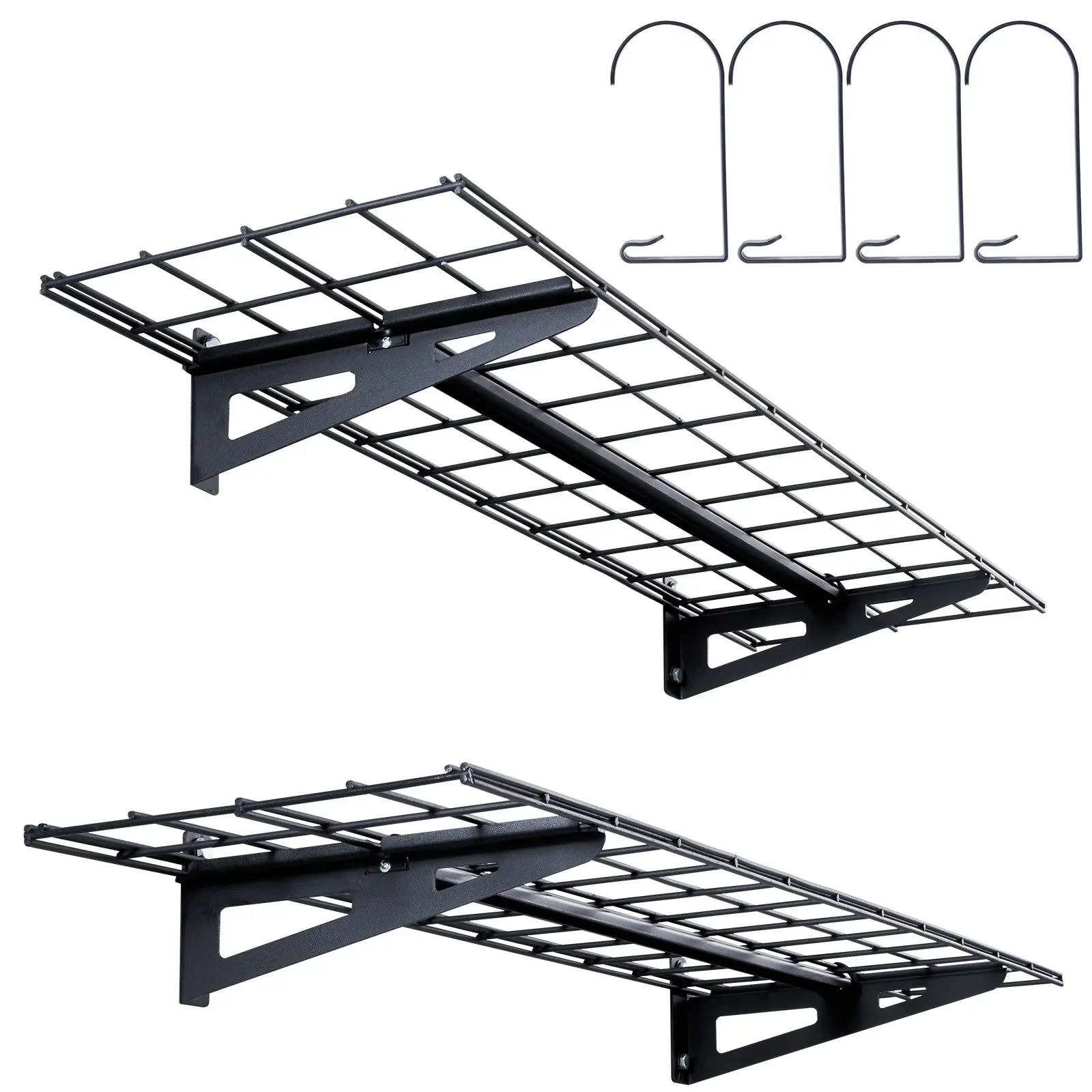 Garage Storage Shelving, 2 Pack, 4x 1 ft Heavy Duty Garage Shelves Wall Mounted, 400 lbs Load Capacity(Total) Garage Storage Rack Floating Shelves, Suitable for Shop, Shed, Garage Storage
