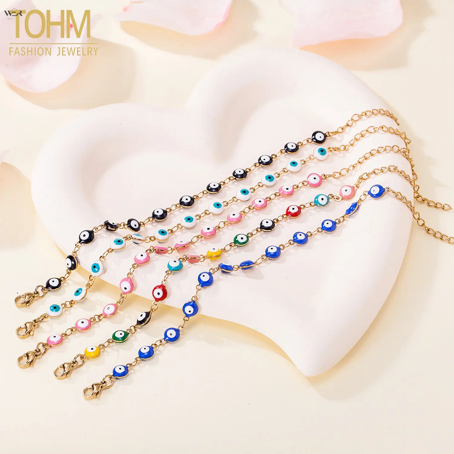 Women's 6mm Patterned Evil Eye Bracelet - 6mm Black Beaded, 16cm Adjustable Gold Chain, Protection Charm, Casual Female Fashion Jewelry Gift for Daily Wear & Special Occasions, Charm Bracelet, Beaded Gold Chain, Black 6Mm