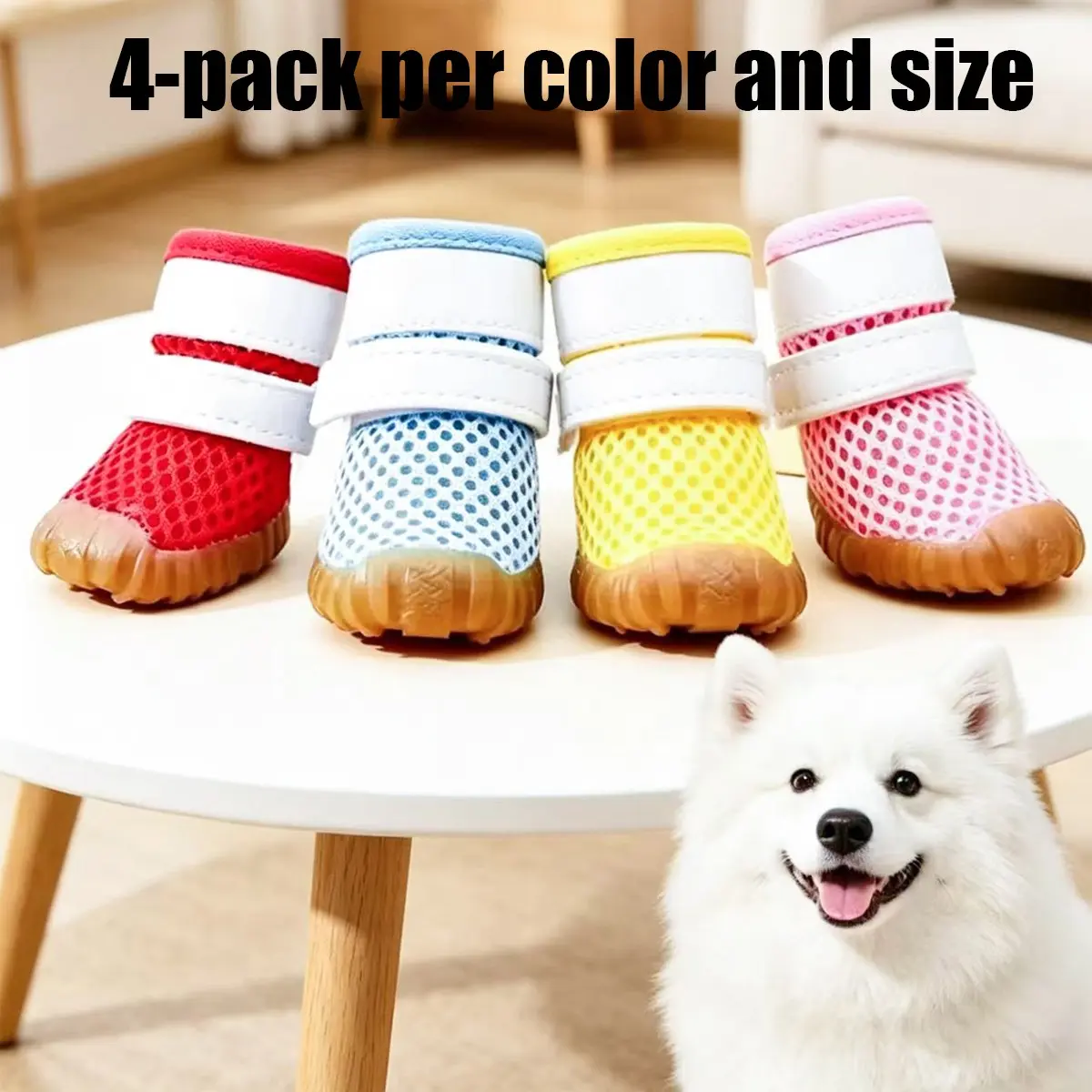 Pet Breathable Mesh Shoes, Puppy Shoes, Outdoor Use, Colorful Plaid Design, Comfortable and Durable, Waterproof, Anti-Slip, Pet Accessories