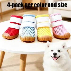 Pet Breathable Mesh Shoes, Outdoor Use, Colorful Plaid Design, Comfortable and Durable, Waterproof, Anti-Slip, Pet Accessories