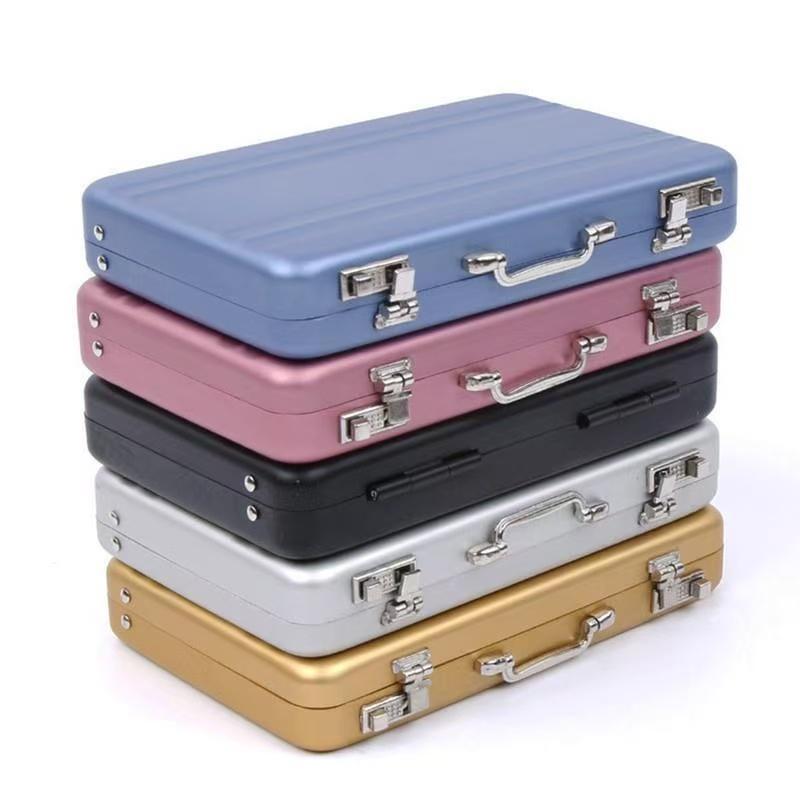 "Password Mini Briefcase Pocket Carry Card Holder Safe Box Style Aluminum Business Card Case"
