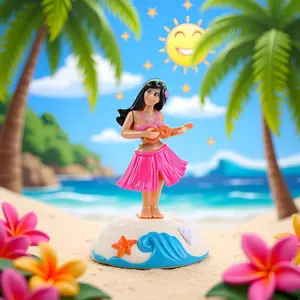 Pink Solar Powered Dancing Girl Swinging Hawaiian Girl Grass Skirt Swing Shaking Head Doll Car Dashboard Dancing Figure Solar Dancing Figurines Desktop Ornaments Solar Power Kits Decoration