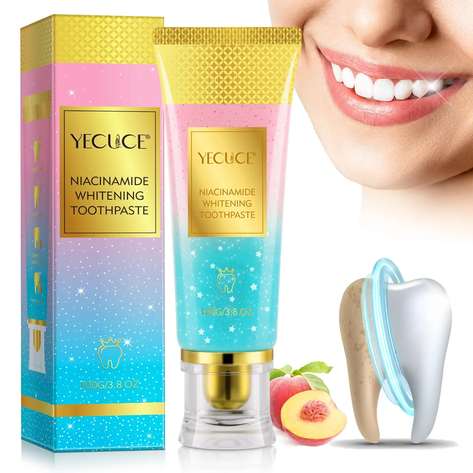 Nicotinamide Cleaning Toothpaste, Removes Stains and Yellowing, Protects Gums, Fresh Breath, Oral Care Balm, Single Unit