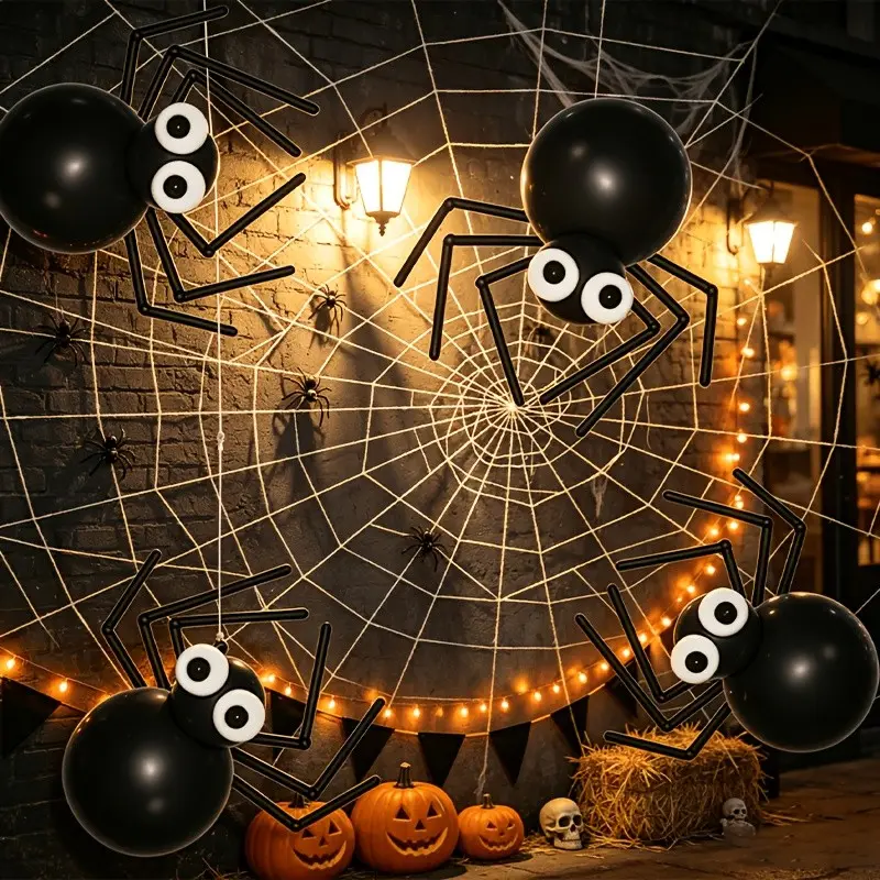 41-piece Halloween DIY Spider Balloon Set, latex balloons with long strips, party balloons, Halloween yard decoration