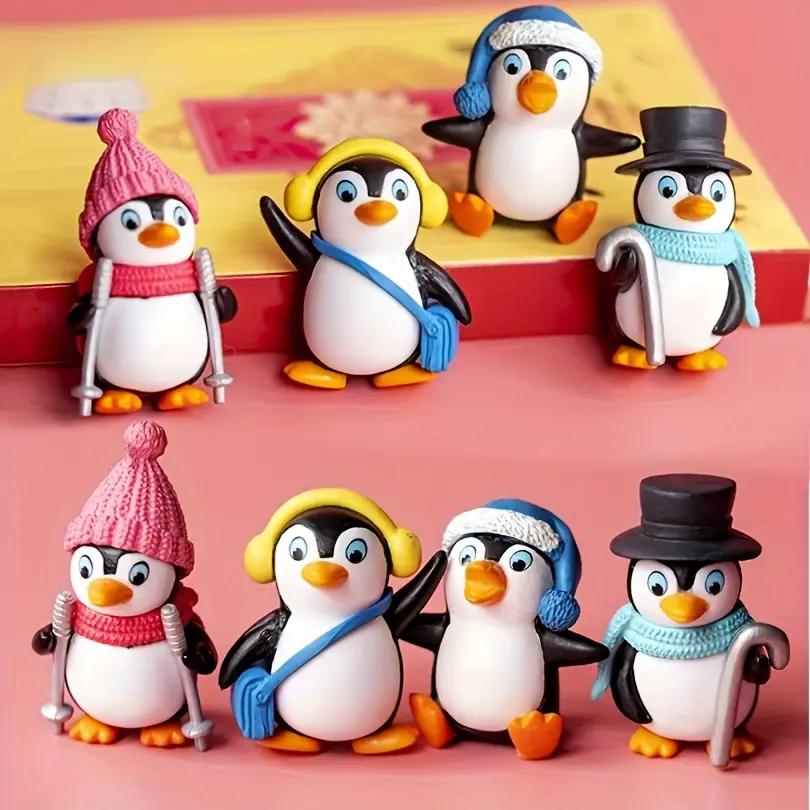 Gift for Her/Him 4pcs/ 8pcs Penguin Christmas Gifts, Birthday, Party, Gifts, Penguin Gifts Cute Penguin Figurine Small Ornament Set Mini Cartoon Penguin Decoration Winter Penguin Figurine Decoration Gifts Birthday Landscape Party Ornament S